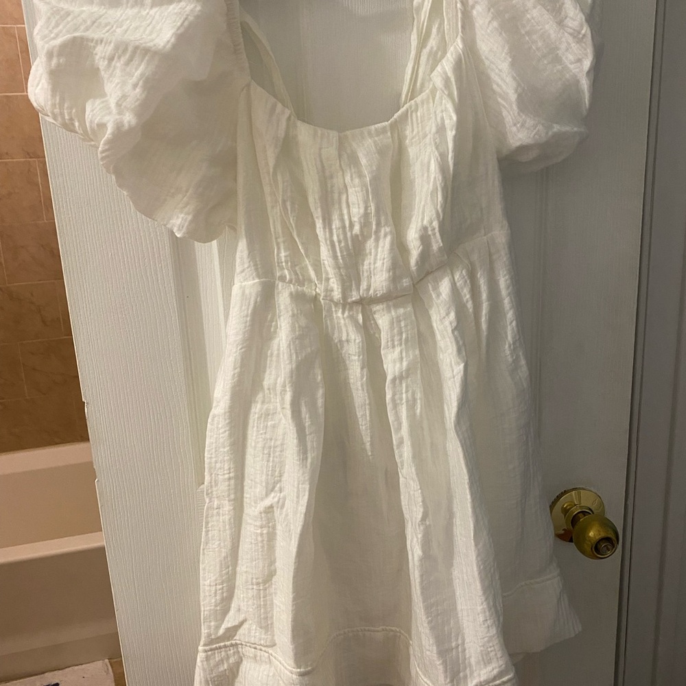 White Puff Sleeve Dress